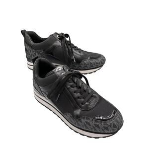 Michael Kors Wilma Trainer Sneaker Black Logo Size 7 Lace Up Fashion Shoe